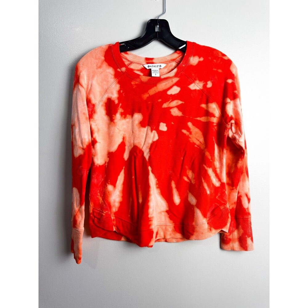 Athelta Super Soft Crewneck Tie Dye Sweater Red Small Womens